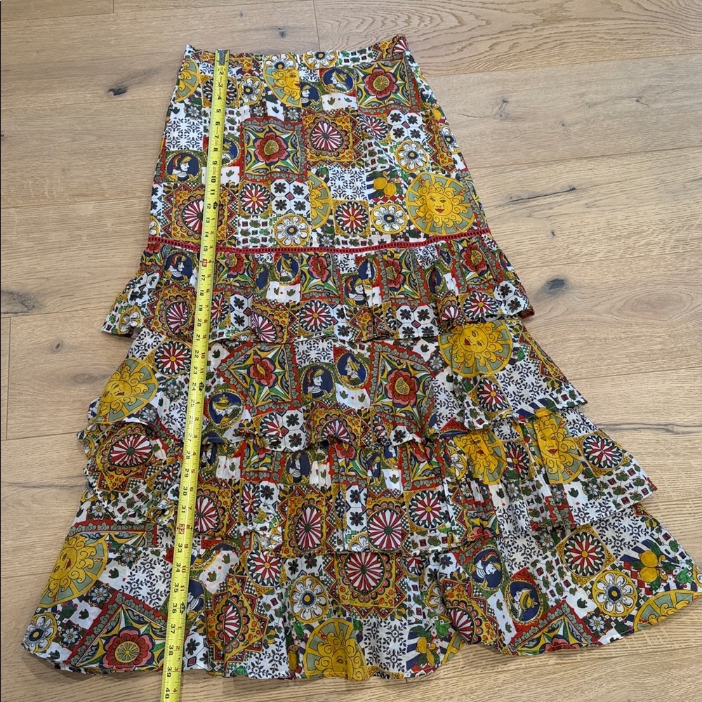 Anthropologie Ro's Garden Honduras Tiered Ruffle Maxi Skirt NEW Size Medium Boho - Picture 7 of 11